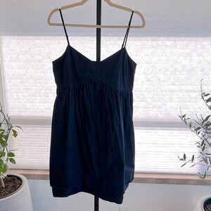 Derek Lam 10 Crosby Babydoll Cotton Poplin Mini Dress Navy 8 Summer Party Beach